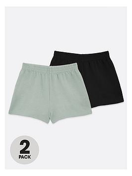New Look 915 Girls 2 Pack Light Green and Black Jogger Shorts, Light Green, Size Age: 10-11 Years, Women