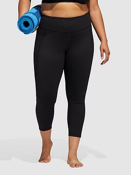adidas Studio Yoga 7/8 Legging - Plus Size - Black, Black, Size 4X, Women