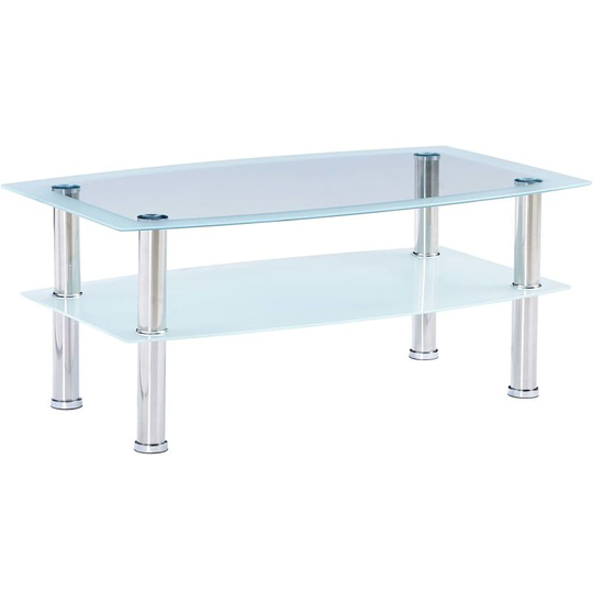 Coffee Table White 100x60x42 cm Tempered Glass VD22253 - Hommoo
