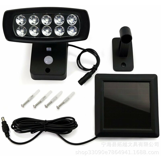 Thsinde - Outdoor led solar lamp IP44, motion detector, wall projector house terrace balcony black, protected against splashes, cold white light.