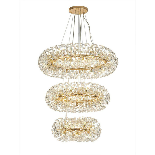 Luminosa 3 Tier Pendant 58 Light G9 French Gold, Crystal, Item Weight: 30.2kg