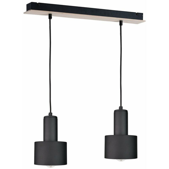 Keter Luce Bar Pendant Ceiling Light Black, Wood, 50cm, 2x E27