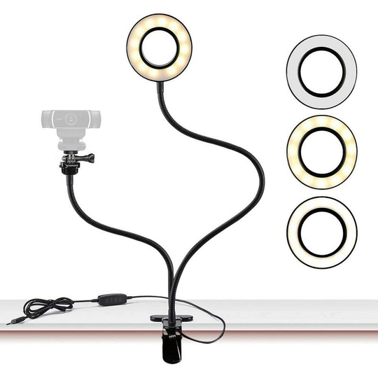 Sun Flowergb - Webcam Light Bracket for Live Stream, Selfie Ring Light with Webcam Mount Bracket for Logitech C925e, C922 x, C930e, C922, C930, C920,