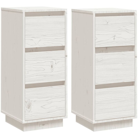 Sideboards 2 pcs White 32x34x75 cm Solid Wood Pine Vidaxl White
