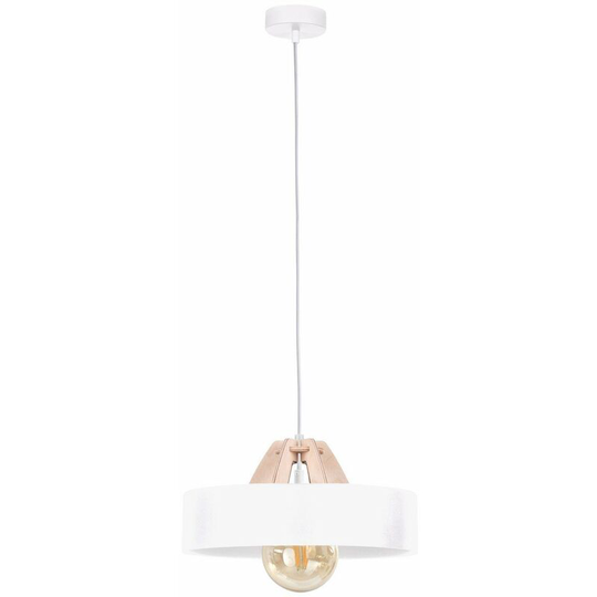 Keter Bossi Dome Pendant Ceiling Light Wood Natural, White, 30cm, 1x E27