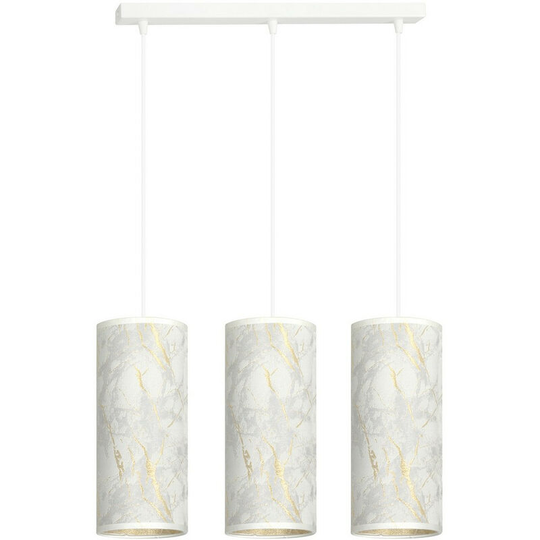 Emibig Karli White Bar Pendant Ceiling Light with White Fabric Shades, 3x E14