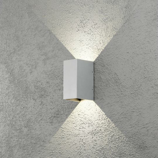Konstsmide Cremona Outdoor Modern Up Down Wall Light Grey 2x 3W High Power led, IP54
