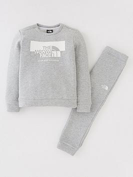 Boys, THE NORTH FACE Kids Cotton Fleece Set - Light Grey Heather , Light Grey Heather, Size 2 Years