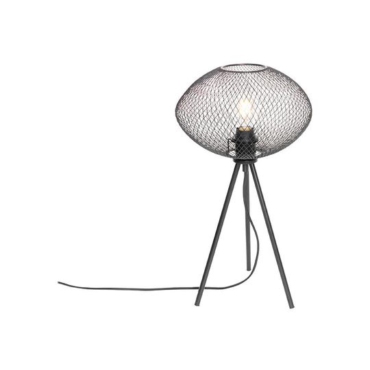 Qazqa - Industrial table lamp tripod black - Molly - Black