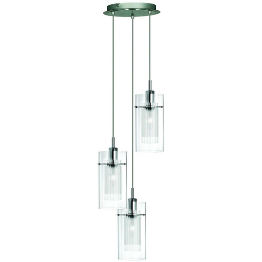 Searchlight Duo 1 - 3 Light Cluster Pendant Chrome, Glass, E14