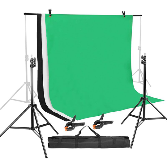 Pedy - Portable Photo Studio Background Support Stand Kit Set, Adjustable Photography Background Support System with 1.6 x 2 m Photography