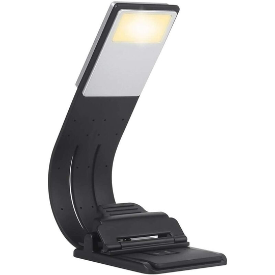 Aougo - Book Reading Light with Clip, led Book Light, Book Light with Clip, 4 Adjustable Brightness Levels, usb Rechargeable for Kids, Night Reading,