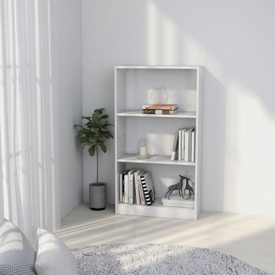 Devenirriche - 3-Tier Book Cabinet White 60x24x108 cm Chipboard - White