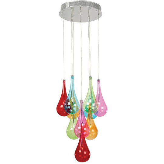 Endon Niro - 10 Light Cluster Pendant Chrome, Multi-coloured, G4 Bulb