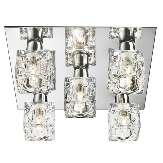 Searchlight Lighting - Searchlight Ice Cube - led 5 Light Flush Ceiling Light Chrome and Glass