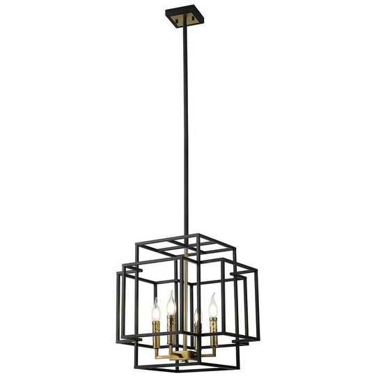 Luminosa Delaware Ceiling Pendant, 4 Light E14, Black, Gold