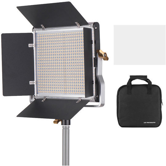 Andoer - Professional led Video Light Dimmable 660 led Bulbs Bi-Color Light Panel 3200-5600K cri 85+ with u Bracket & Barndoor Lighting Kit for