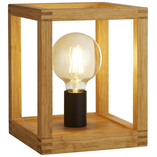 Searchlight Lighting - Searchlight Square Woven Bamboo Wood 1 Light Table Lamp