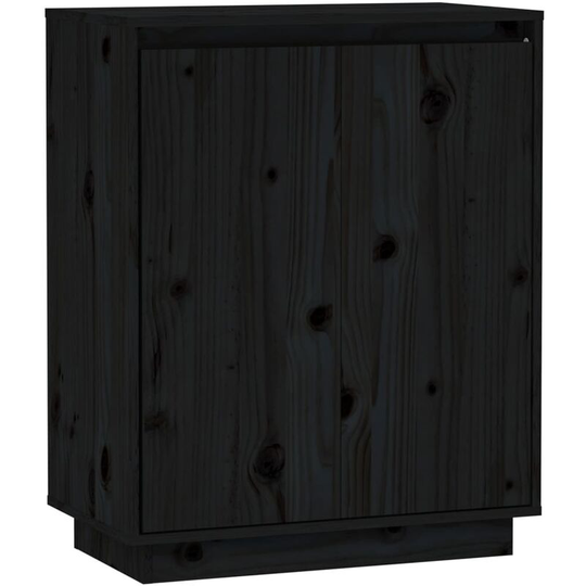Sideboard Black 60x34x75 cm Solid Wood Pine Vidaxl Black