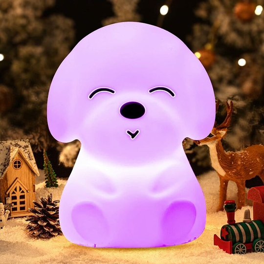 Aougo - Night Light Kids Night Light Dog Bedside Lamp, 16 Colors Baby Night Light Bedside Night Light, Timer led Night Light Kids, Portable Baby