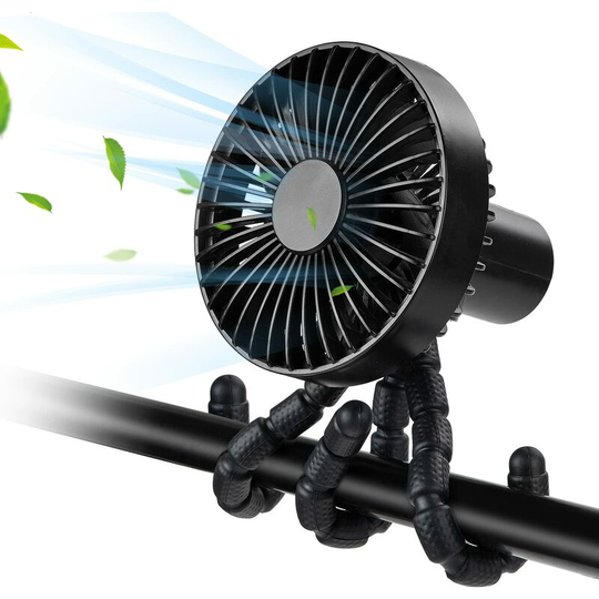 Bearsu - Stroller Fan, Ultra Quiet Portable usb Fan, Mini Fan with Flexible Tripod, 3 Speeds Rechargeable for Stroller, Car Seat, Tent, Office,