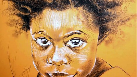 Learn Charcoal Pencil Portrait Painting on Colored Paper