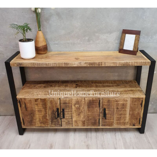 Vintage Industrial Sideboard Hall Console Table Metal Cabinet Storage Furniture