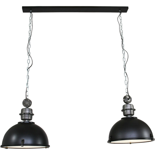 Sienna Lighting - Sienna Tough Guy Straight Bar Pendant Ceiling Light Black Matt, Glass Matt, Metal