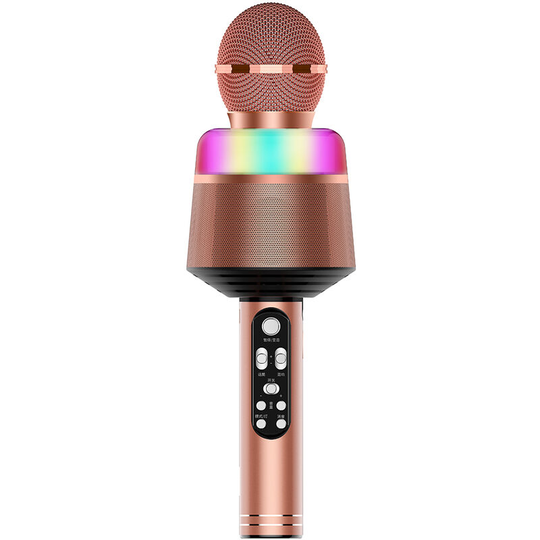 Asupermall - Wireless Karaoke Microphone with led Lights 2-in-1 Handheld bt Mic Speaker Support tf Card Playing for iOS/Android Device, Rose