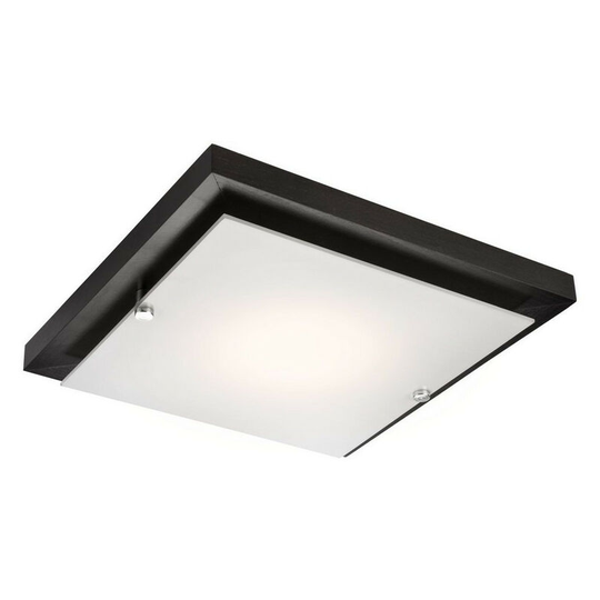 Square Simple Flush Ceiling Light Wenge, 1x E27