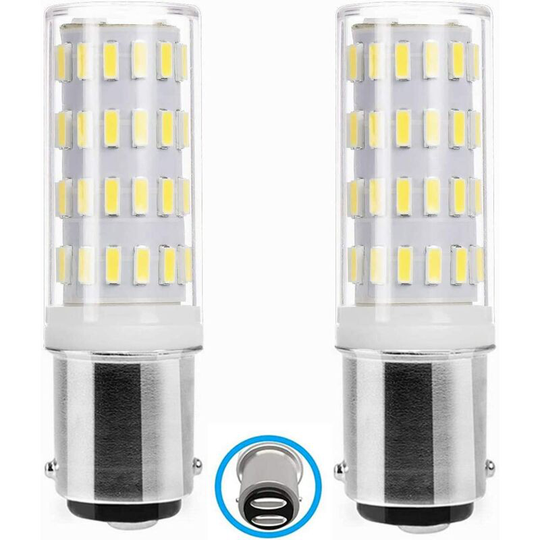 Aougo - Ba15d 5W led Bulb ac/dc 12V-24V, Bayonet Double Contact Light Bulb, 50W Equivalent Cool White 6000K, for 12V-24V Appliance Lamps, Pack of 2.