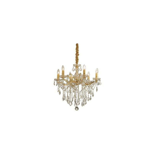 Ideal Lux Lighting - Ideal Lux Florian - 6 Light Crystal Chandelier Gold Finish, E14
