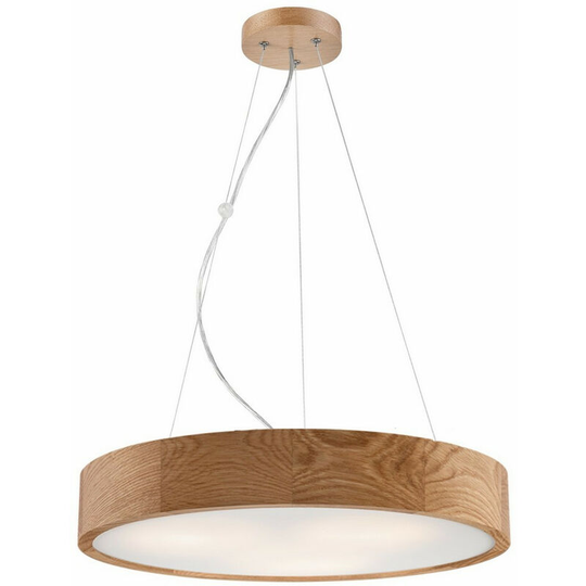 Lamkur Lighting - Cylindrical Pendant Ceiling Light Oak, 3x E27