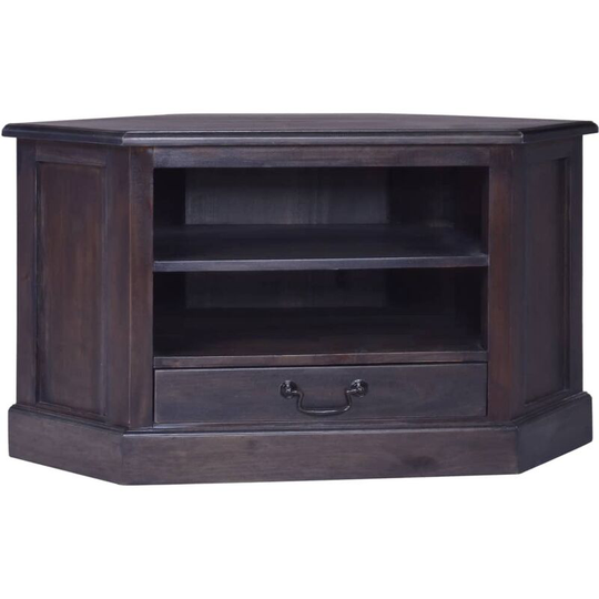 Corner tv Cabinet Light Black 80x40x49 cm Solid Wood Mahogany Vidaxl Black