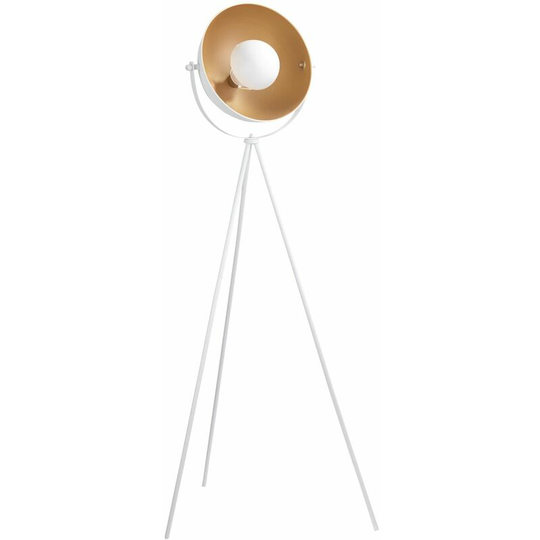 Industrial Style White Tripod Floor Lamp - White with gold detail