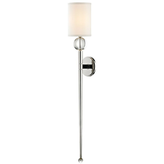 Rockland 1 Light Wall Sconce Polished Nickel, Faux Silk