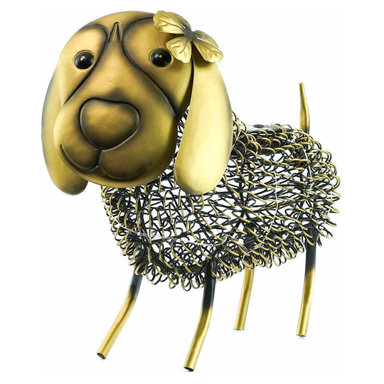 29cm Solar Power Novelty Dog led Light Up Ornament | Garden Outdoor Decoration - Brass