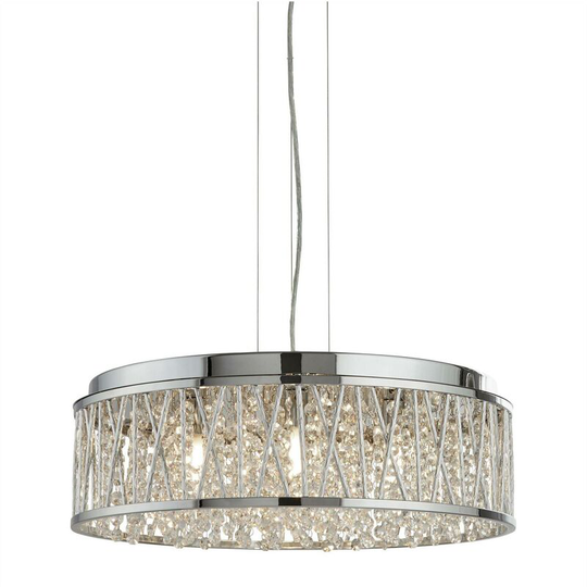 Searchlight Lighting - Searchlight Elise - 7 Light Ceiling Pendant Chrome with Glass Crystals, G9
