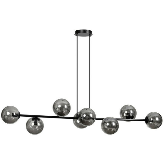 Emibig Lighting - Emibig Rossi Black Globe Pendant Ceiling Light with Graphite Glass Shades, 8x E14