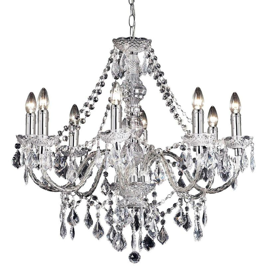Endon Clarence - 8 Light Chandelier Acrylic & Chrome Finish, E14