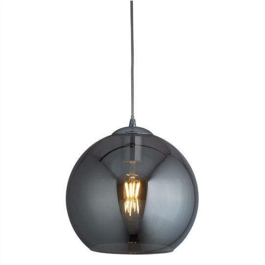 Searchlight Balls - 1 Light Dome Ceiling Pendant Chrome, Smoked Glass, E27