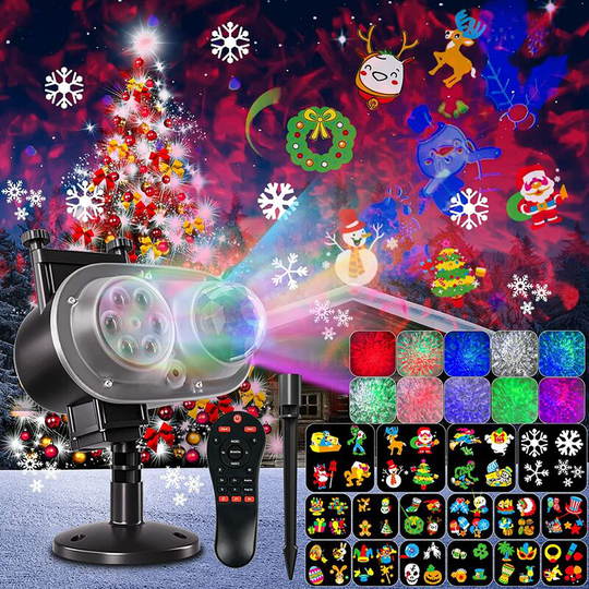 Exterior led Christmas projector, Halloween projector lamp 16 slides 10 Colors Ocean Wave of Christmas Decorative, IP44 Waterproof with remote