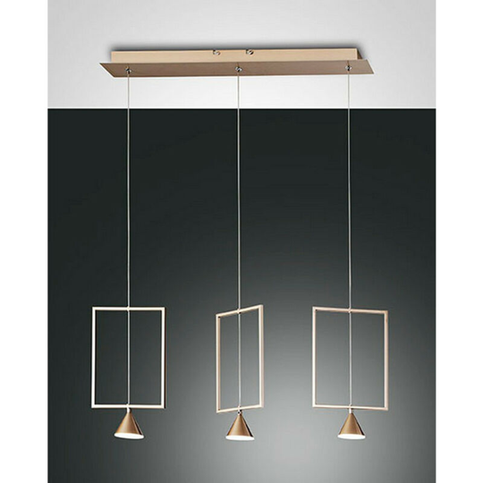 Fabas Luce Sirio led Straight Bar Pendant Ceiling Light Gold Matt Glass