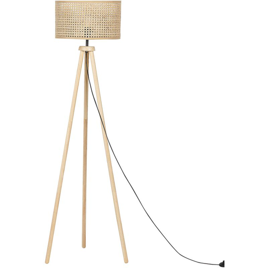 Boho Tripod Floor Lamp Natural Rattan Legs Drum Shade Living Room Bedroom Penton - Natural