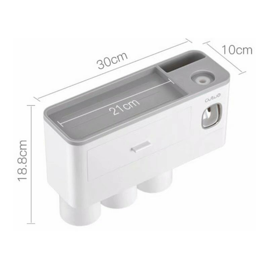 Perle Raregb - Automatic Toothpaste distributor with cup, wall-mounted wall mounting, bathroom accessories set, toothbrush holder (gray)