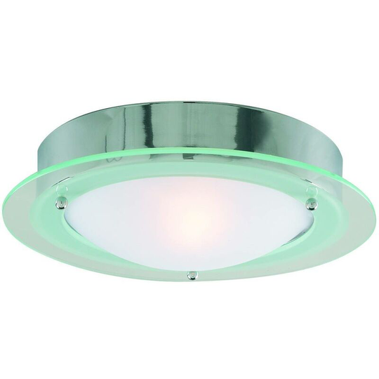Searchlight Lighting - Searchlight Bathroom Flush - 1 Light Bathroom Flush Ceiling Light Round Chrome IP44, E14