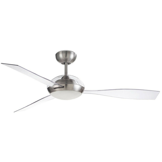 Leds C4 Sirocco 3 Blade 132cm Ceiling Fan with led Light Satin Nickel, Tranparent Blades