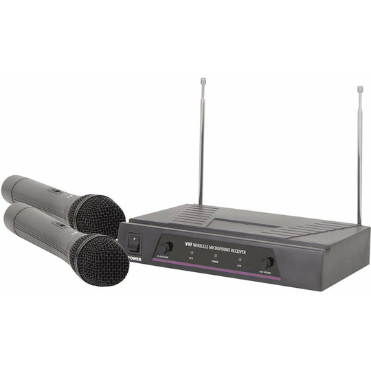 2 Channel Wireless Microphone Receiver Kit VHF Handheld Condenser Karaoke Switch