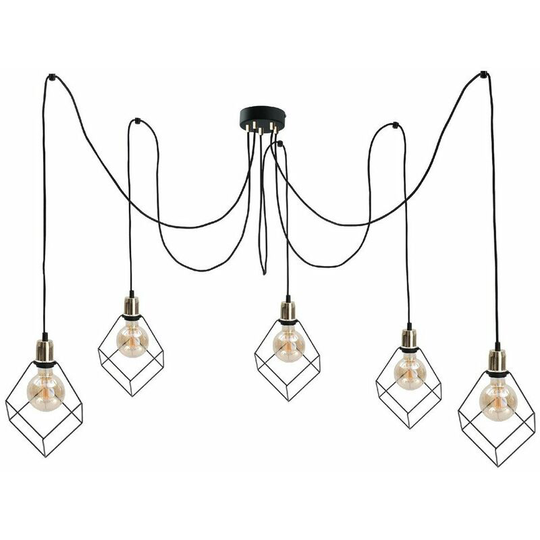 Keter Lighting - Keter Ruben Cluster Pendant Ceiling Light Gold, 5x E27