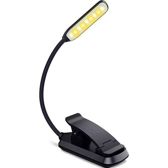 Reading Light, 9 LED Rechargeable Reading Light with Touch Sensor, Dimming Book Light with 3 Color Modes, 360° Flexible Clip-on Light for Reading in